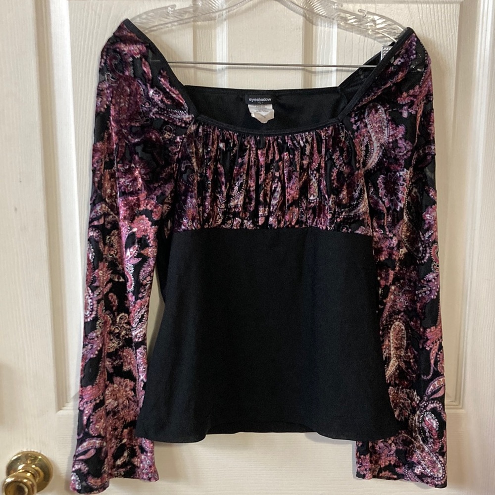 Eyeshadow Vintage Velvet Paisley Long Sleeve Top L